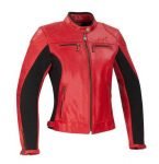 Chaqueta de moto de piel rojo para mujer