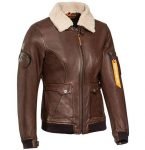 Chaqueta motera de piel estilo aviador