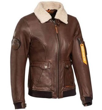 Chaqueta motera de piel estilo aviador