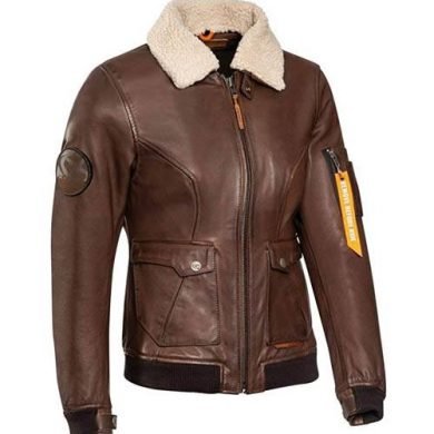 Chaqueta motera de piel estilo aviador